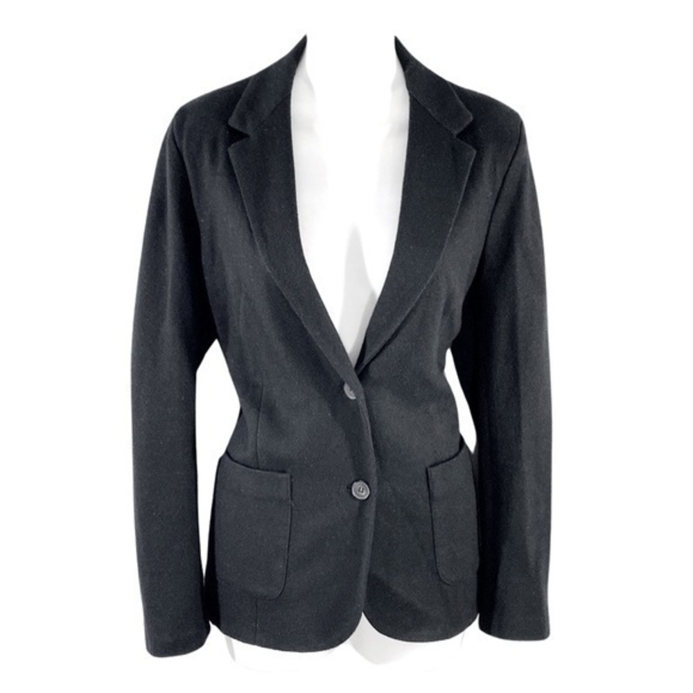 J. McLaughlin Black Brushed Wool Blend Two Button Blazer Jacket Large L